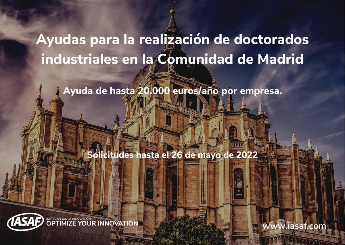 🧠Ayudas a Empresas que deseen contratar investigadores predoctorales para la realización de un proyecto de #investigación #industrial que sirva como trabajo de #tesis doctoral y sea de interés a las empresas.
🔍: bit.ly/3MYq76r 
iasaf.com  // 911333126