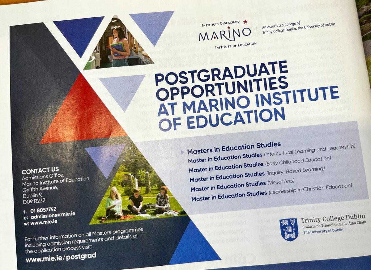 AimieBrennan's tweet photo. The deadline is fast approaching for Master in Education Studies programmes @MarinoInstitute 

📆Deadline: 16 May 2022, 5pm
🔗Info: https://t.co/s8xHwkKklw
📝 Apply: https://t.co/vxA4x0gpC4 
📧 Contact: admissions@mie.ie 

#IBL #ECE #InterculturalEd #ChristianEd #VisualArts https://t.co/4Ax3KzfJ4D