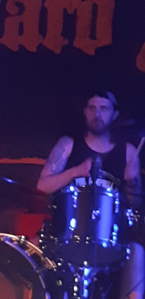 This man gave everything to entertain in Merthyr on Saturday. @Dane_Drums you were incredible all night. The @DrumForTheSong podcast host is an animal. @PCATBS played a blinding @myMotorhead set on @MotorheadPhil birthday. Thanks Dane. Sorry for the poor quality snap.