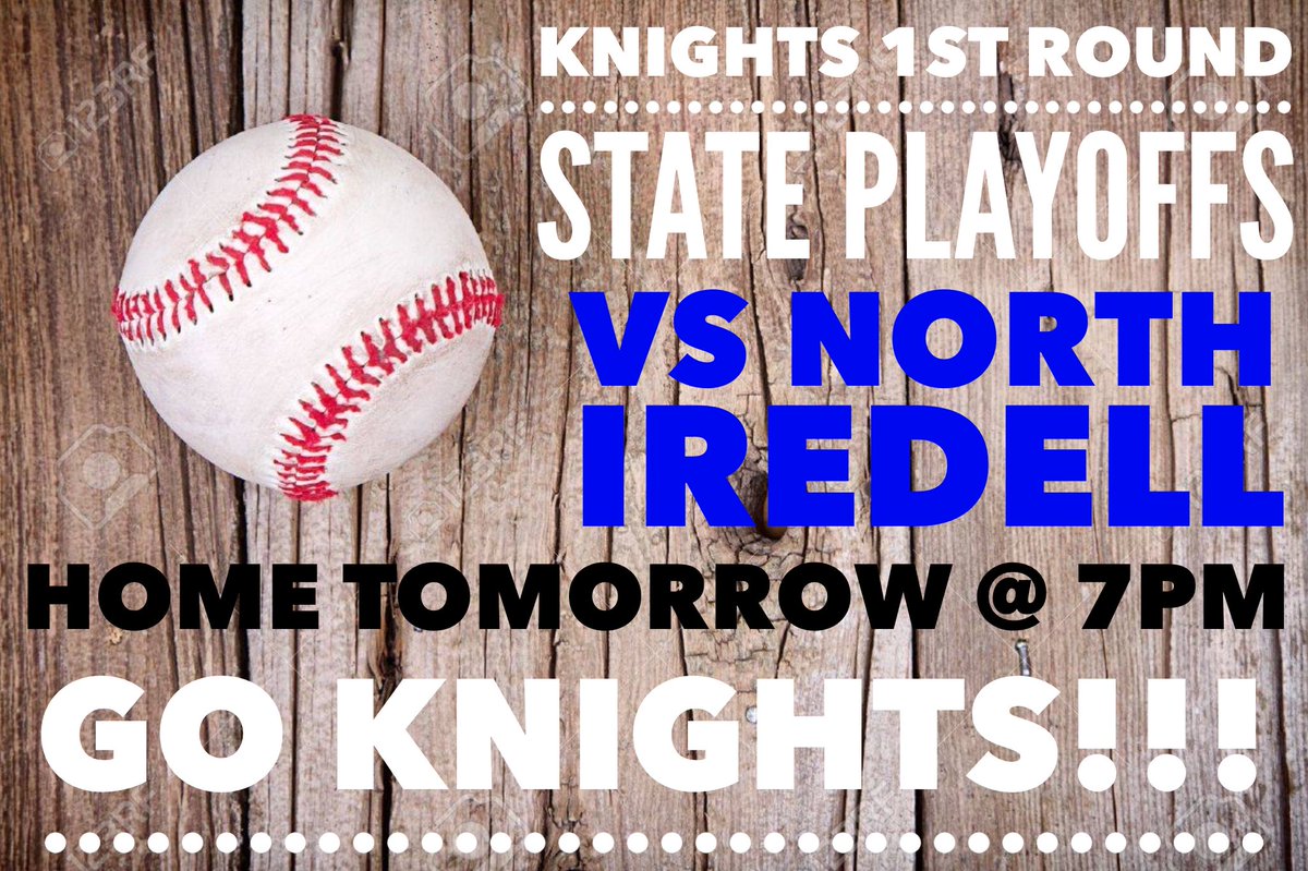 Brackets are out and we are at home tomorrow night at 7pm VS North Iredell in first round of state playoffs!  Come out and support your Knights!

Go Knights!!!

💙🖤⚔️⚾️⚔️🖤💙 <a href="/NlhsSports/">NLHSSportsBoosters</a> <a href="/NorthLincolnHS/">North Lincoln</a> <a href="/nlhs_athletics/">NLHS ATHLETICS</a> <a href="/NLHSAD/">Dennis</a>