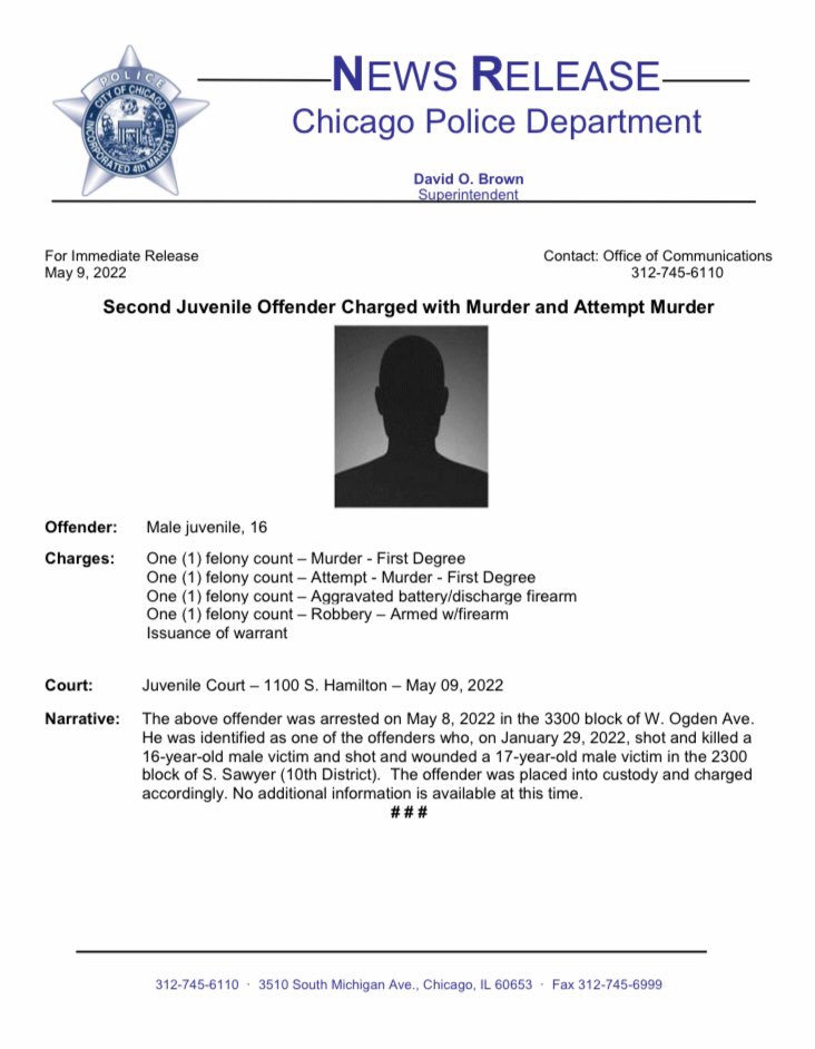Tom Ahern (@tahern_) on Twitter photo Second Juvenile Offender, 16, Charged with Murder and Attempted Murder <a href="/ChicagoCAPS10/">10th District - Ogden</a> <a href="/Area4Detectives/">Chicago Police Area 4 Detective Division</a> #ChicagoPolice Second Juvenile Offender, 16, Charged with Murder and Attempted Murder <a href="/ChicagoCAPS10/">10th District - Ogden</a> <a href="/Area4Detectives/">Chicago Police Area 4 Detective Division</a> #ChicagoPolice