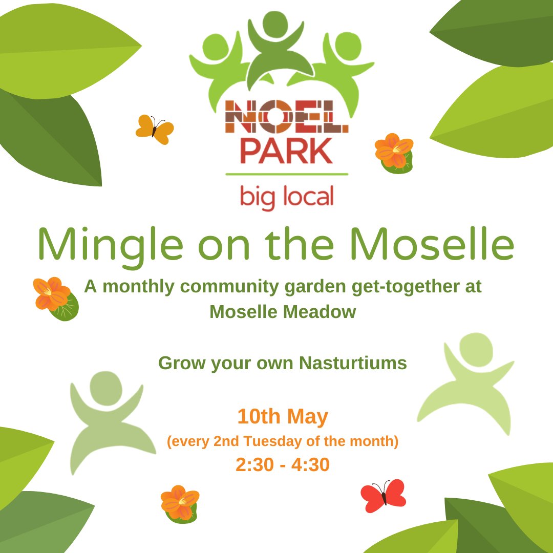 Join us tomorrow at our community garden, Moselle Meadow, for free teas, coffees, and nasturtiums.

#NoelPark #CommUNITY #Gardening