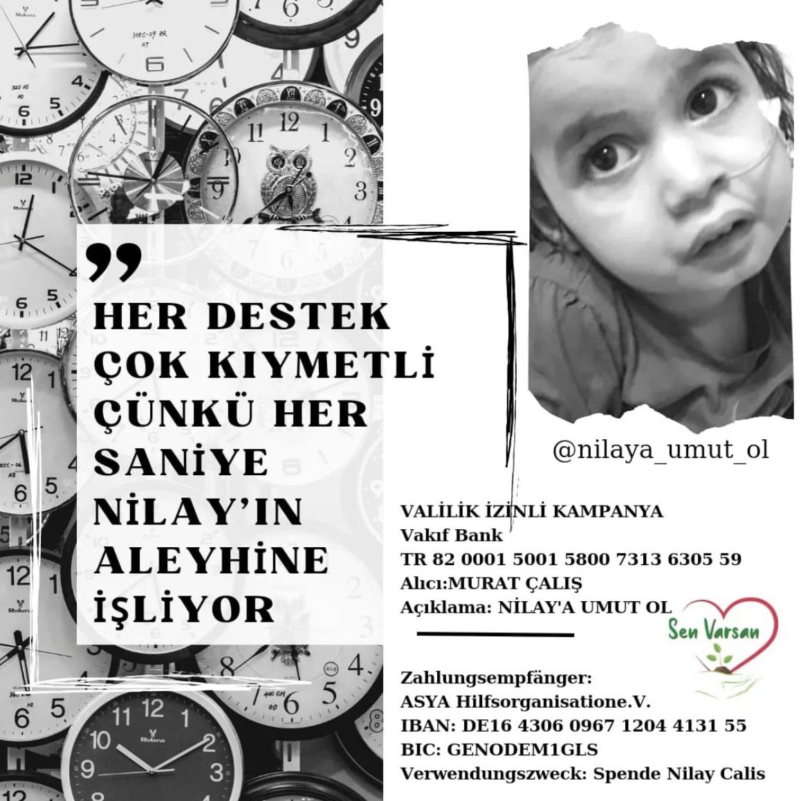 SenVarsannn's tweet photo. Her saniye Nilay’ın aleyhine işliyor‼️

SMA savaşçısı Nilay 1 kilo daha alıp tedavi hakkını kaybetmeden, desteklerinizi bekliyor.

‌TR82 0001 5001 5800 7313 6305 59
ALICI: MURAT ÇALIŞ - VAKIF BANK
@Nilayaumutol 

SON DAKİKA #kader faiz #yargı Dolar 15 #altcoins Vatandaşlık https://t.co/2cLSMowGQZ