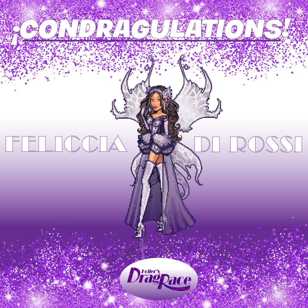 HollersDragRace's tweet photo. 🟣AND THE WINNER OF S2 IS...¡FELICCIA DI ROSSI!🟣

Fue un arduo camino pero gracias a tu talento y perseverancia. lograste llegar al top posicionando tu marco en el Hall of Fame, felicidades my queen. 

✨THE SEASON 2 COMING TO END...SEE U ALL SOON✨ https://t.co/G2svm3qBio