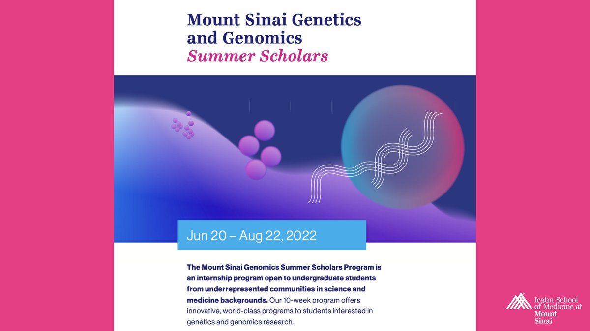 SinaiGenetics's tweet photo. 1 week left to apply to our Summer Scholars Undergraduate Internship Program for URM in STEM students! https://t.co/cnbLT4g91V #computationalbiology #genetics #urminstem #blackingenetics #internships2022 #compbio https://t.co/idc4hGatZF
