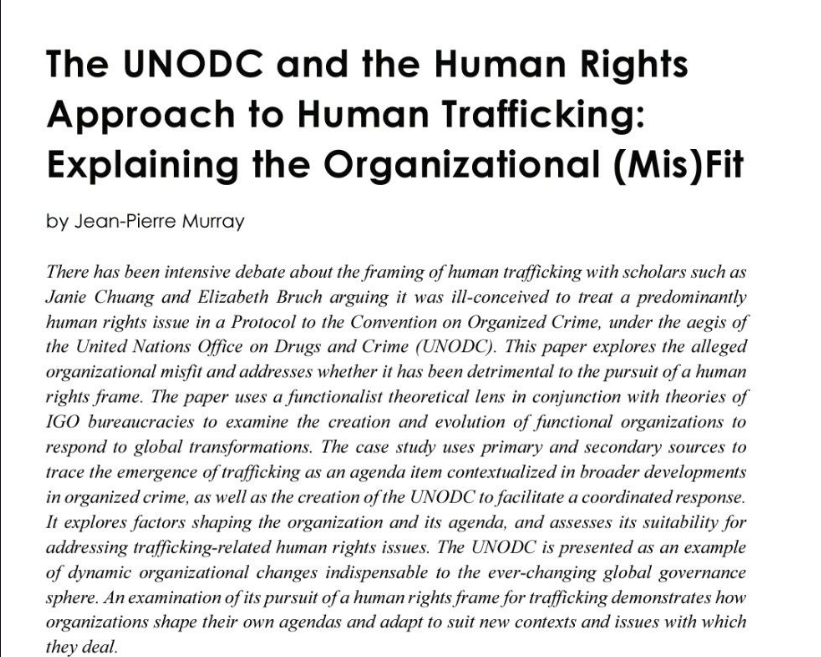 Check out this article by @McCormackGrad GGHS Ph.D. alumni @jpdmurray. He discusses #UNODC, #humanrights and #humantrafficking. Congratulations Dr. Murray! #GDHS alumni spotlighting #globalissues @StacyDVanDeveer @DarrenKew @jpugh00 @GoalPeace journal-iostudies.org/sites/default/…
