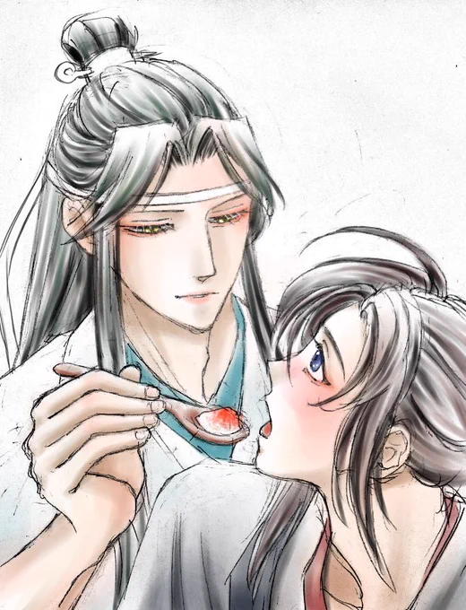 昨日の続き
「魏嬰、もっと食べて」
#魔道祖師 #mdzs
#忘羨 #一日一忘羨 