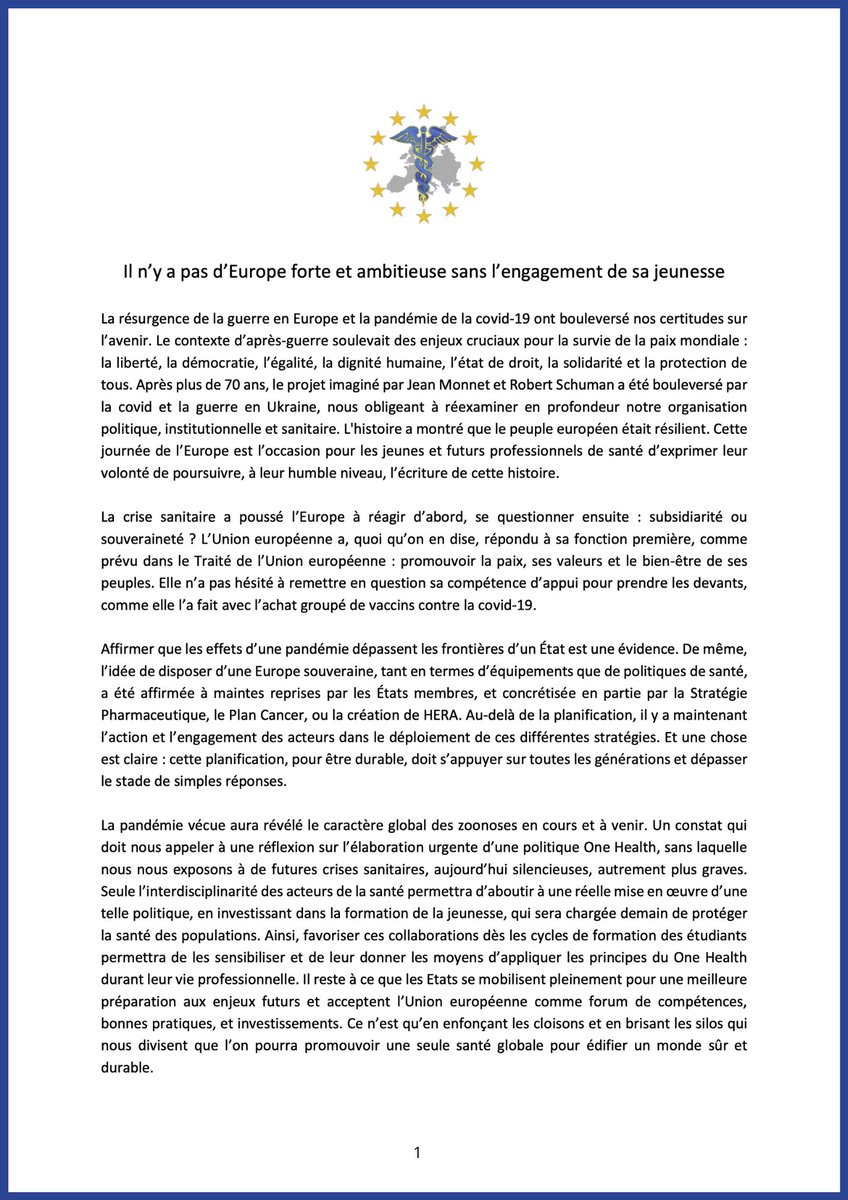 Pharma_ANEPF's tweet photo. #EuropeDay2022 | Dans le cadre de cette journée de l’#Europe, découvrez notre #tribune associée au Think Tank #EuropeDeLaSanté du @nileSante 🇪🇺

“ Il n’y a pas d’Europe forte et ambitieuse sans l’engagement de sa #jeunesse ” 📄

🔗 Lien de La Tribune : https://t.co/3bJAOZm8Jy https://t.co/OoMcBE8Aje