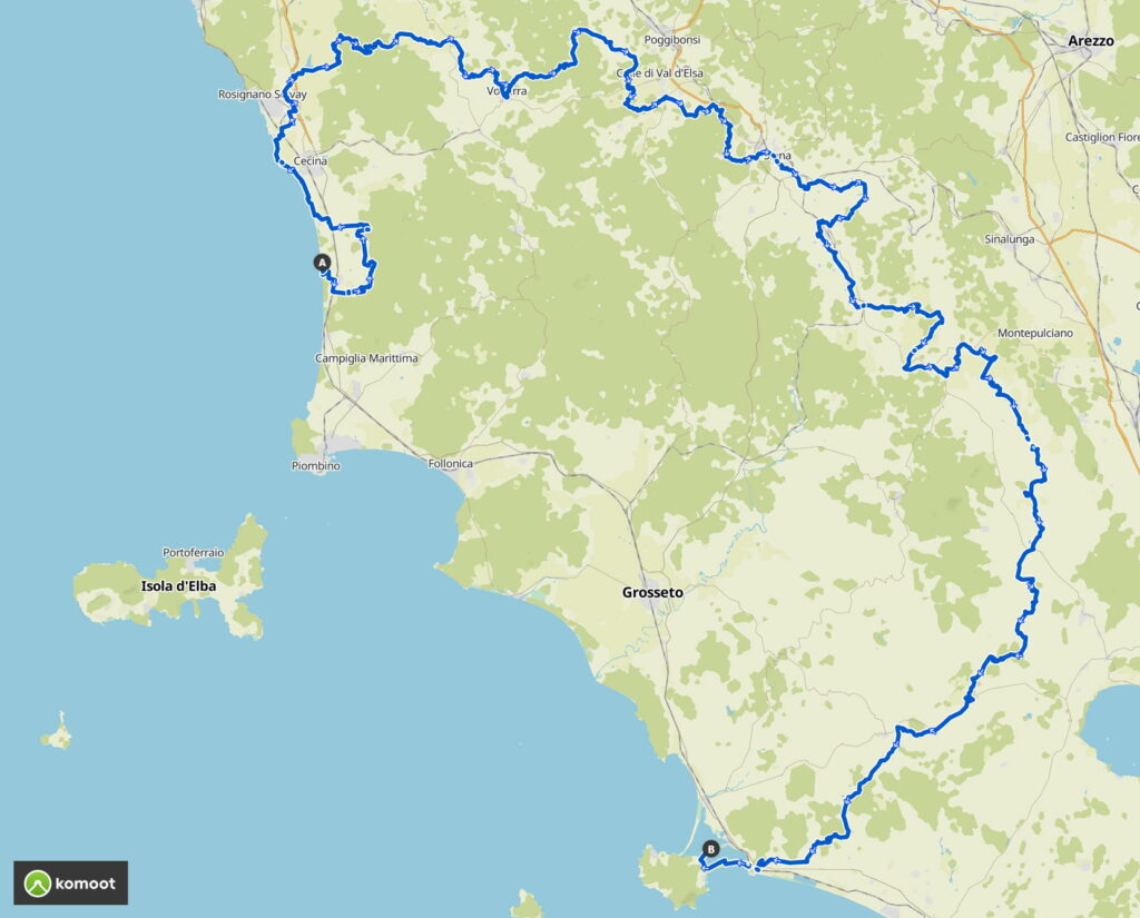 Il percorso del Tuscany Trail che partirà il 29.05. Da Castagneto Carducci a Orbetello 
460 km di festa...
.
.
.
#tuscanytrail
#bike
#cicloturismo
#toscana