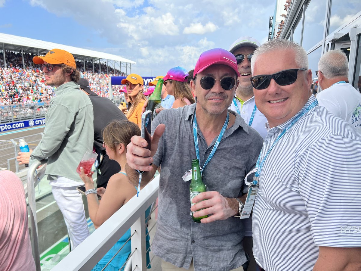 ChrisEdmonds's tweet photo. Great to connect with the @McLarenF1 team at the inaugural #MiamiGP! Tough day on the track but @ICE_Markets is proud to be your partner. Next up - Spain!! #ICEMakeTheConnection https://t.co/j0vIuHK3R4
