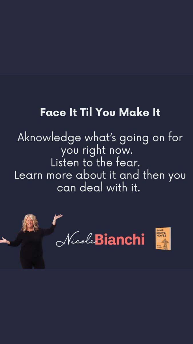Fake It Til You Make It? 

A better strategy?  

𝗙𝗮𝗰𝗲 𝗜𝘁 𝗧𝗶𝗹 𝗬𝗼𝘂 𝗠𝗮𝗸𝗲 𝗜𝘁, learn about your fear triggers so you can manage them.  

Then...

Giving yourself permission to experiment,  failing, standing back up, facing it again.  ✔️

#smallbravemoves #leadership