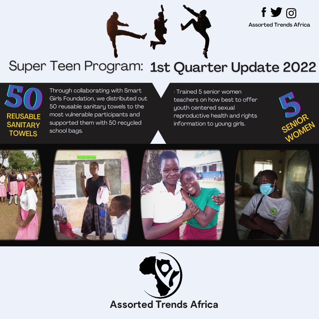 In our first quarter still, under  we super teen
💪 Distributed out 50 recycled bags .
💪 Gave out 50 sets of reusable sanitary towels to rural girls.
💪 Trained 5 senior women teachers in 5 different rural schools on how best to support young girls to overcome #periodstigma