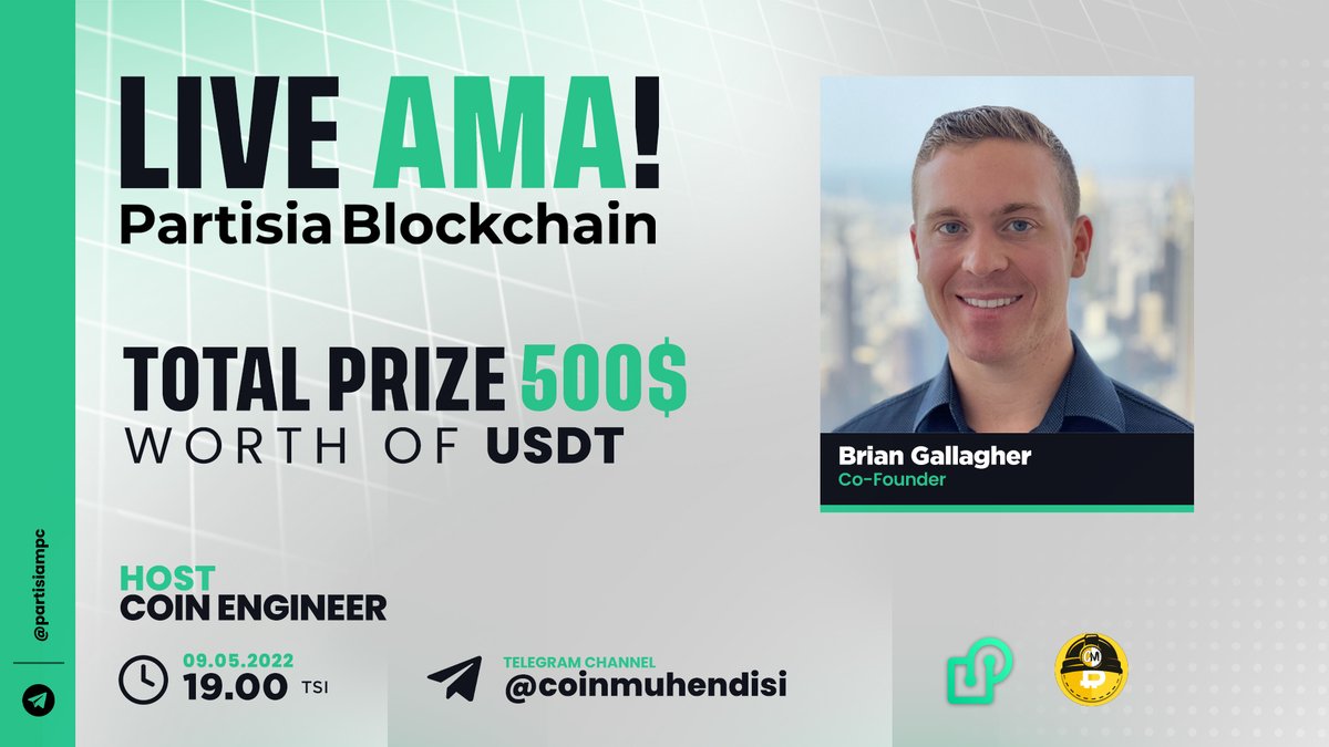 coinmuhendisi's tweet photo. 500$ $USDT Ödüllü #PartisiaBlockchain ile AMA etkinliği düzenliyoruz.

AMA Tarihi : 9 Mayıs 19.00

10 soru ödüllendirilecek. Twitter(5) - Telegram(5) 

🔽Kurallar:

Takip Et
@coinmuhendisi
+
@partisiampc
+
@paramuhendisim

▶️Beğen,Retweet

▶️Soru Sor 2 Arkadaşını Etiketle ✅ https://t.co/WXG0AkcXa8