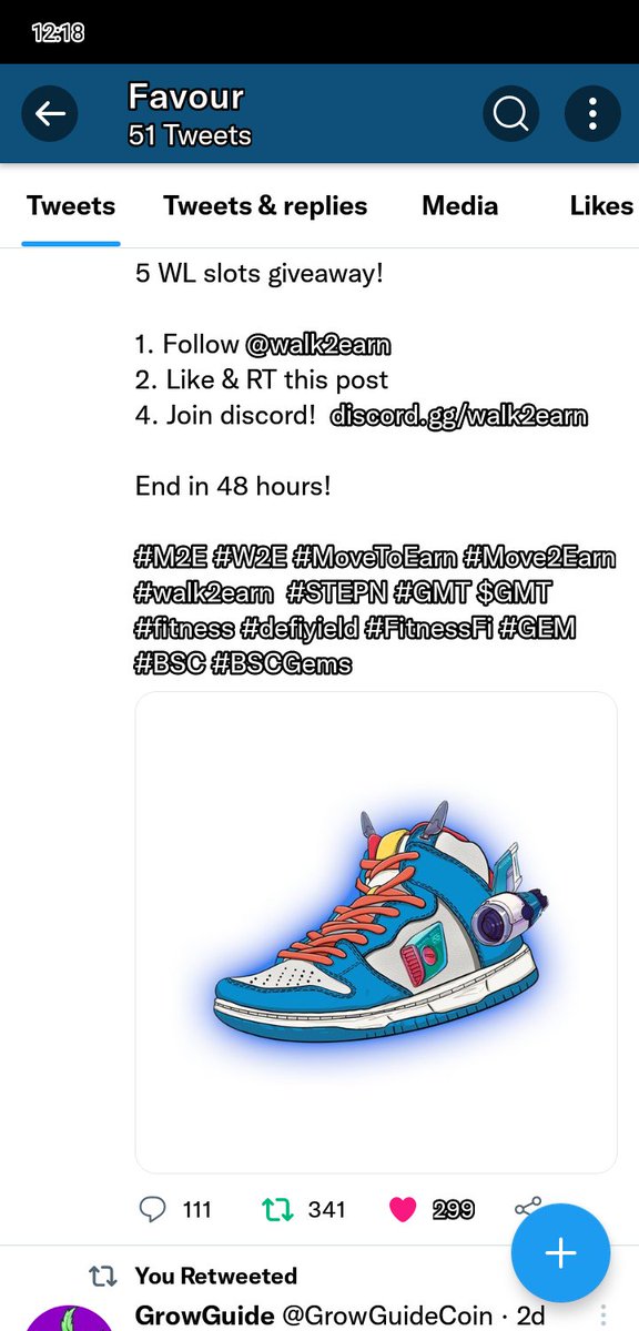 Favour27283213's tweet photo. @Walk2Earn Done
Discord ID=Favourt#0337
#M2E https://t.co/T4G7KFyWTJ