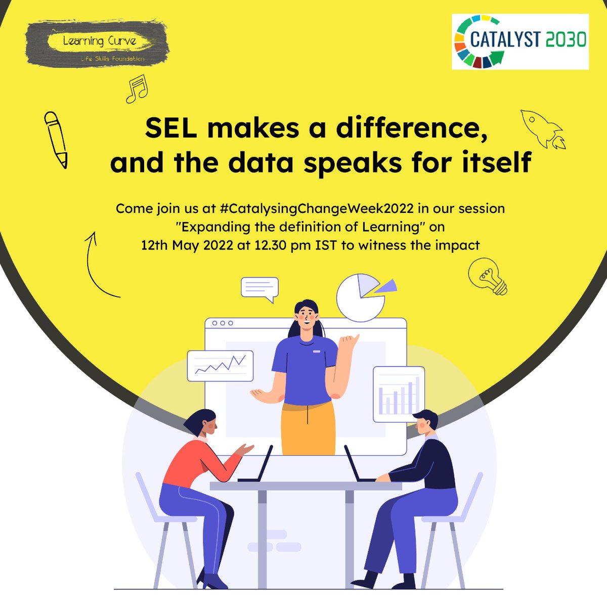 Come join us in expanding the definition of learning on 12th May 2022 at 12.30 pm IST during the #CatalysingChangeWeek2022 where #LearningCurve team will be sharing experiences, stories and learnings

Join us at : buff.ly/3kGZ7vZ