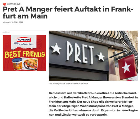 The first <a href="/pret/">Pret</a> in #Germany, #Frankfurt. A while ago I would have said, bold move in the country of awesome bakeries, now with more and more people going #lowcarb or #keto I say, good move! Good luck!