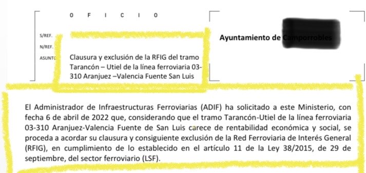 ManuSalutIV's tweet photo. 📣VERGÜENZA!
@Adif_es
@mitmagob

ABANDONAN una línea de ferrocarril, NO INVIERTEN en sus vías y🚂, mobiliario y energía de otro siglo, lentos e incómodos

📢NO CIERREN #Utiel-#Aranjuez 
ES RENTABLE y SOSTENIBLE, 
INVIERTAN en #ferrocarrilconvencional
ES un #ServicioPúblicoYSocial https://t.co/4VD4IjsUK0