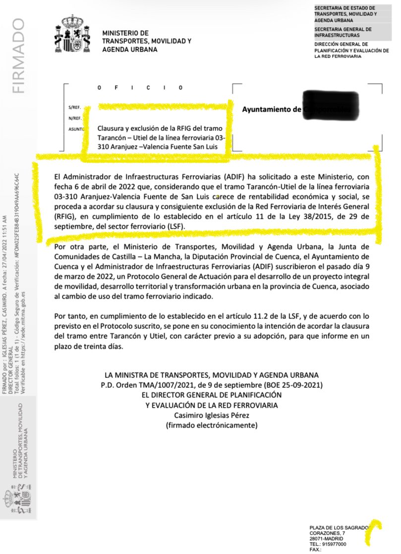 ManuSalutIV's tweet photo. 📣VERGÜENZA!
@Adif_es
@mitmagob

ABANDONAN una línea de ferrocarril, NO INVIERTEN en sus vías y🚂, mobiliario y energía de otro siglo, lentos e incómodos

📢NO CIERREN #Utiel-#Aranjuez 
ES RENTABLE y SOSTENIBLE, 
INVIERTAN en #ferrocarrilconvencional
ES un #ServicioPúblicoYSocial https://t.co/4VD4IjsUK0