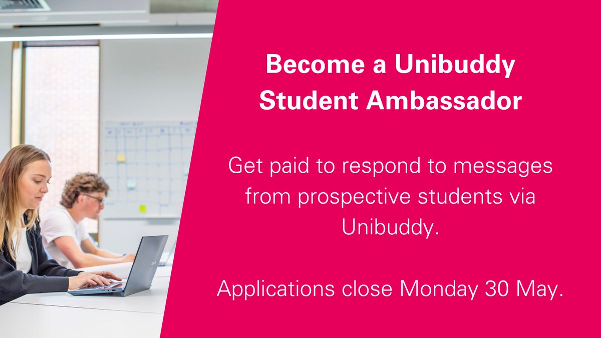 We're recruiting current students at all levels of study to become 'Unibuddies' for NTU!

You'll receive and respond to messages from prospective students through Unibuddy.

Find out more 👇
futurehub.ntu.ac.uk/students/jobs/…