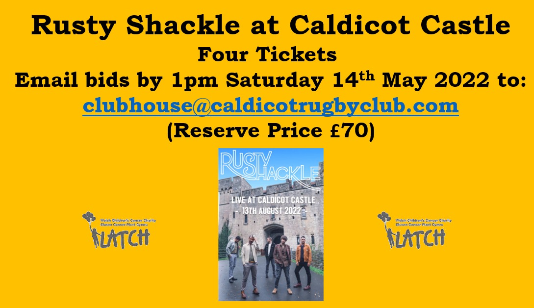 The Club has very kindly received 4x Tickets to the SOLD OUT <a href="/RustyShackleUK/">Rusty Shackle</a> concert down at the castle. 
ALL PROCEEDS TO <a href="/LATCHWales/">LATCH</a> 

Please bid generously, details below! 👇👇👇