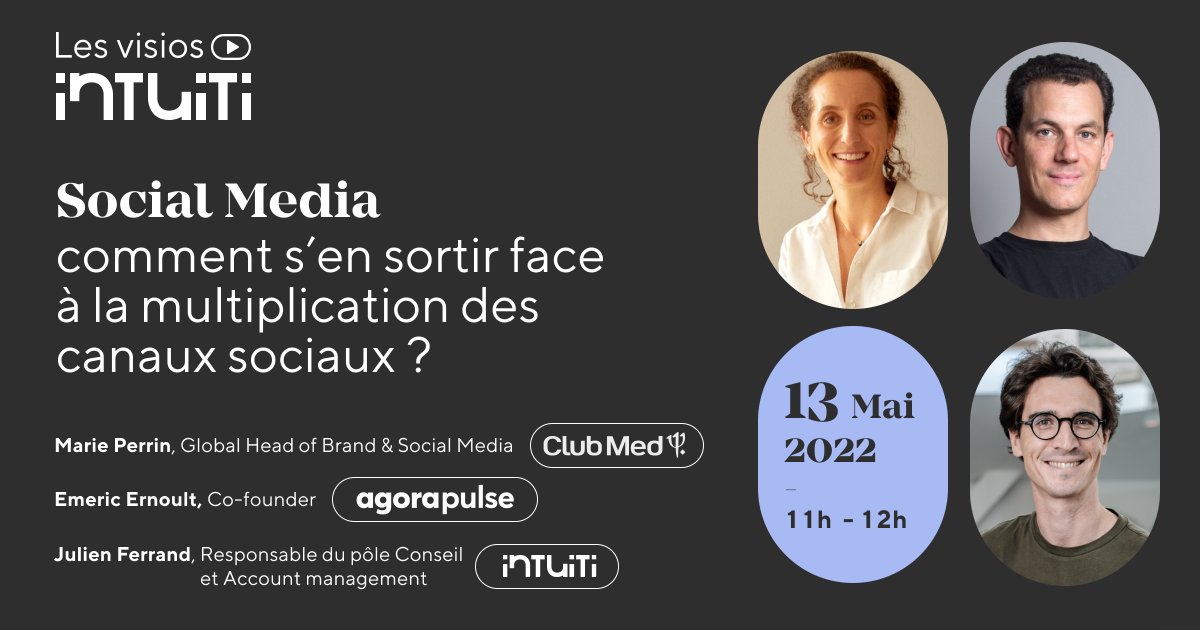 Comment s'en sortir face à la multiplication des canaux sociaux ?

Ce vendredi 13 mai, Emeric Ernoult, Co-fondateur d'Agorapulse, sera présent pour un webinar en compagnie d' <a href="/intuiti/">Intuiti</a> 🧑‍💻

Pour vous inscrire 👉 pulse.ly/24wz5lc6eg
