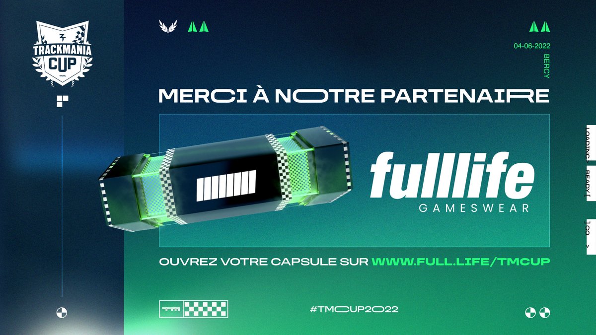 Ascension_tn's tweet photo. Un grand merci à @Fulllife_fr de nous soutenir sur cette #TMCUP2022💚🖤

Nous sommes très heureux d'accueillir la marque de streetwear en tant que partenaire pour cette nouvelle édition !

Retrouvez la capsule Trackmania Cup sur https://t.co/Lszgtgtz7A : https://t.co/38bkpgg0af https://t.co/Z8FMokUu1r
