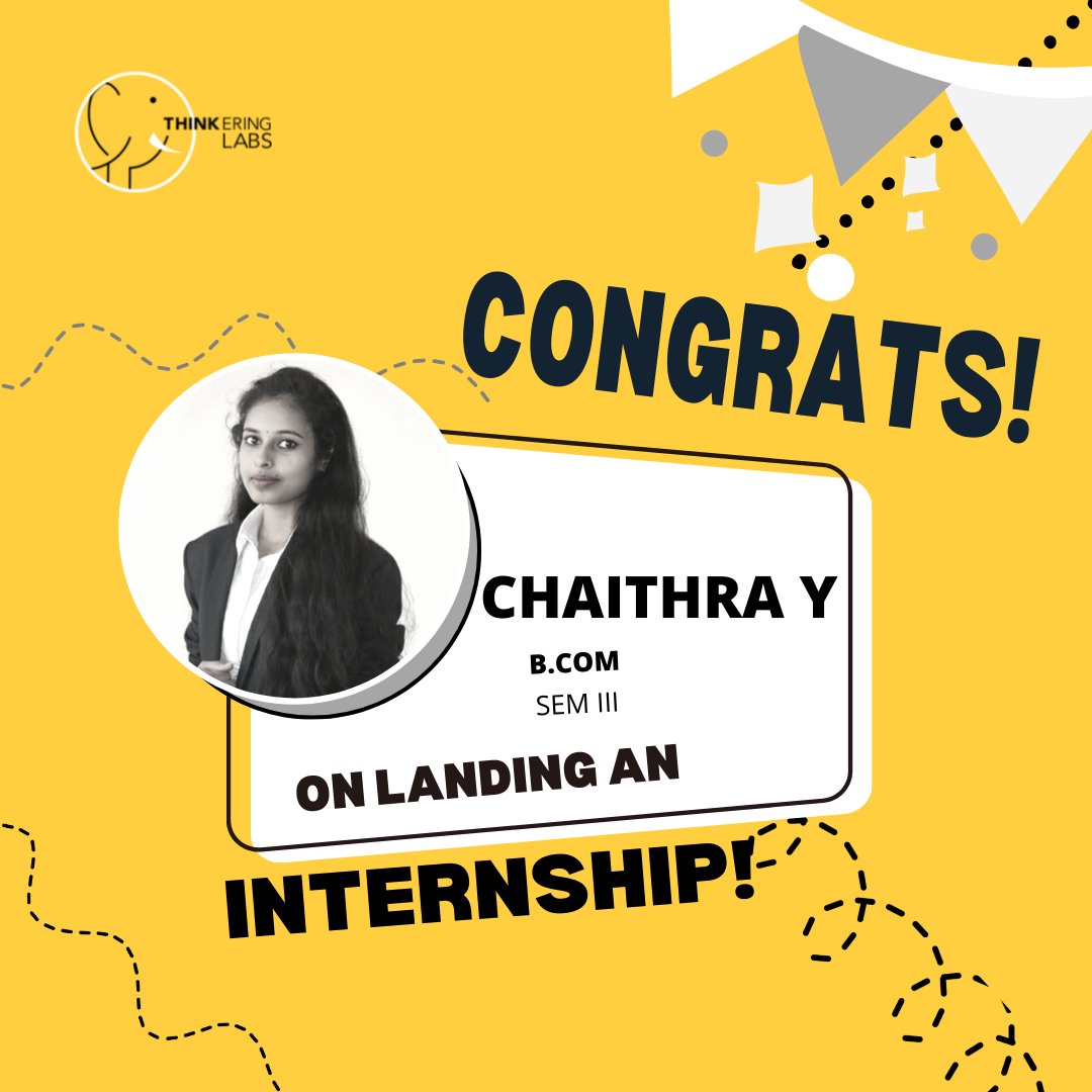 ThinkeringLabs's tweet photo. We are happy to announce that our student Chaithra Y has secured an #internship in @code_marks.

Gaining in-demand skills such as Graphic Design has helped her achieve this while still in college.

#internships2022 #skills #students #bangalore https://t.co/9pqUYvlUrM
