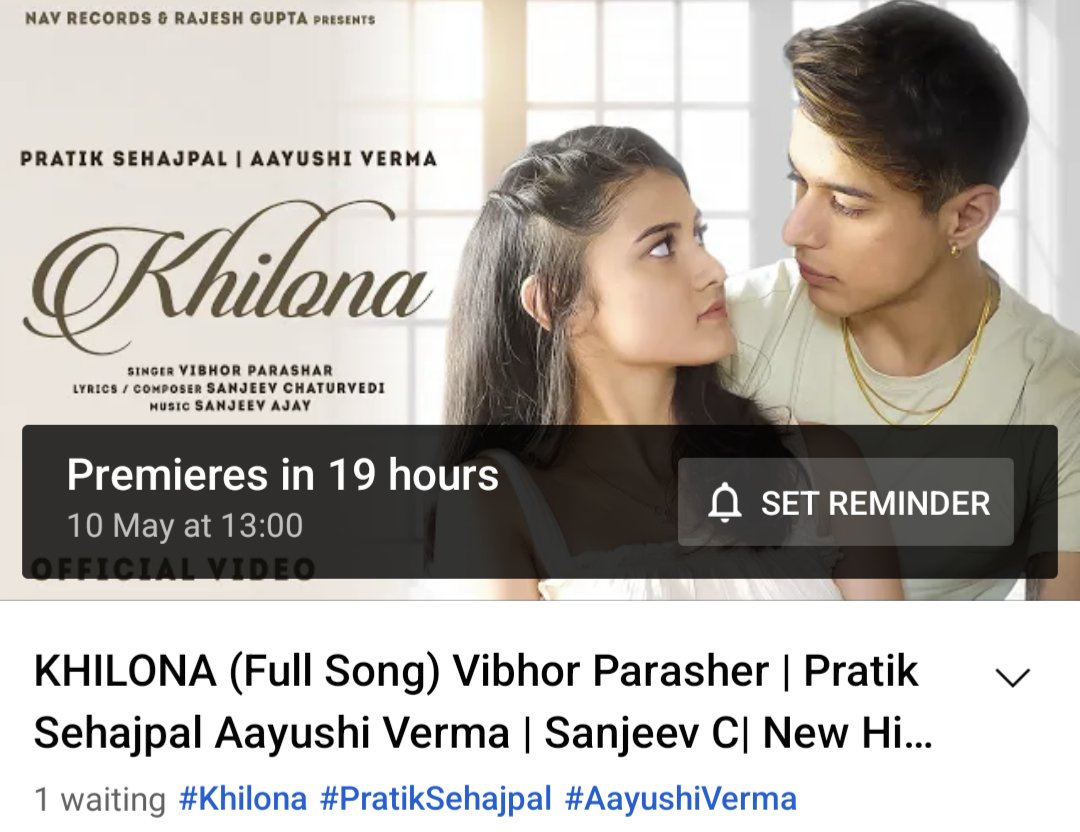 nupuraudioIN's tweet photo. #Khilona Set Your Reminders Now !!
Only on Nav Records YT Channel.
Lets see how many comments before release ❤️
@realsehajpal

#PratikSehajpal #AayushiVerma #PratikFam #NavRecords https://t.co/ZIGds1DQSj