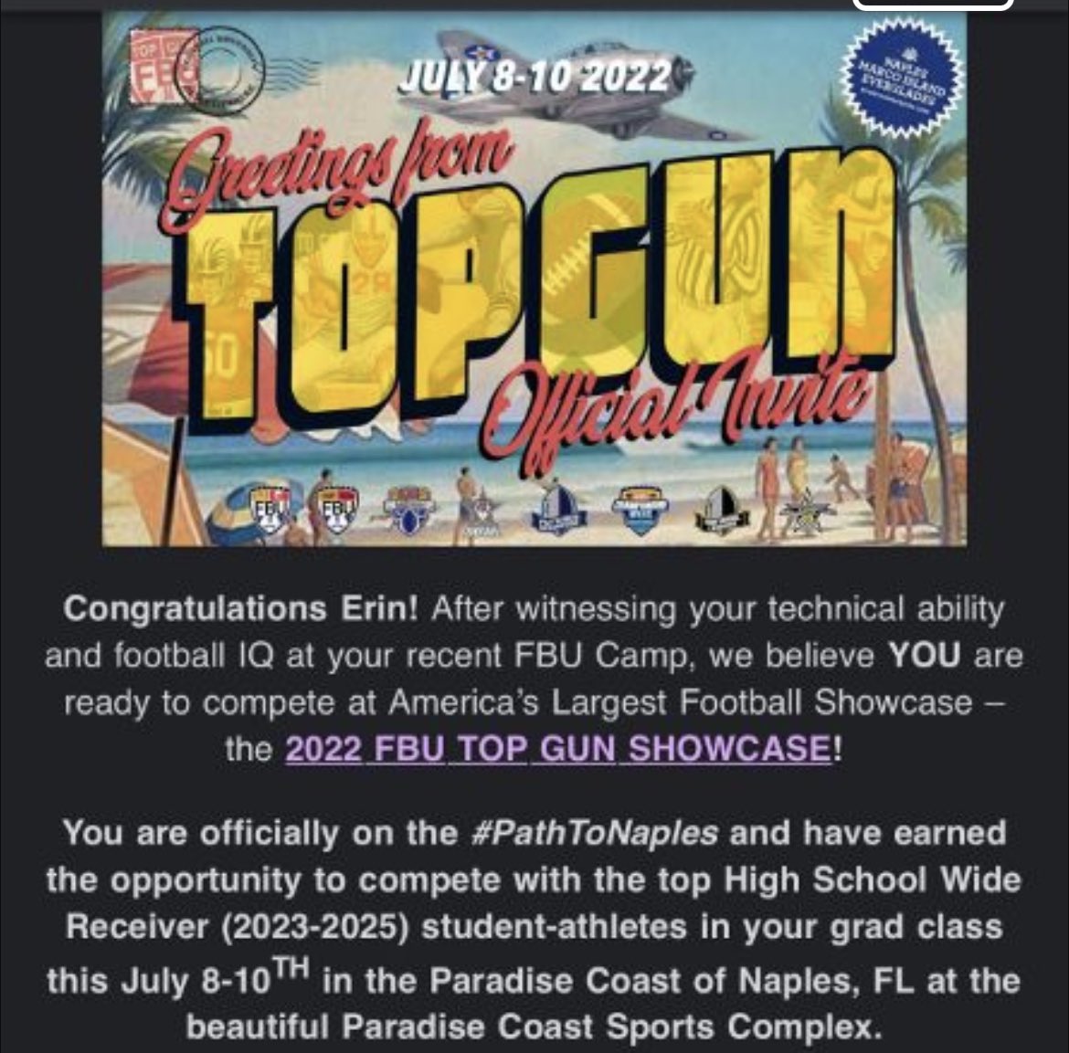 After a great performance <a href="/FBUcamp/">Football University</a> I am happy to get a invite to the prestigious FBU Top Gun.