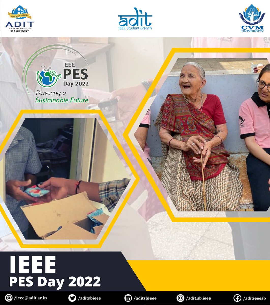 aditsbieee's tweet photo. The members of IEEE Power and Energy Society Student Branch Chapter at ADIT celebrated PES DAY with the people at AnandDham OldAge Home. 
IEEE ADIT SB encourages everyone to spread kindness this PES Day as humanity comes first in every discipline of life. https://t.co/YMjFTP5nG6