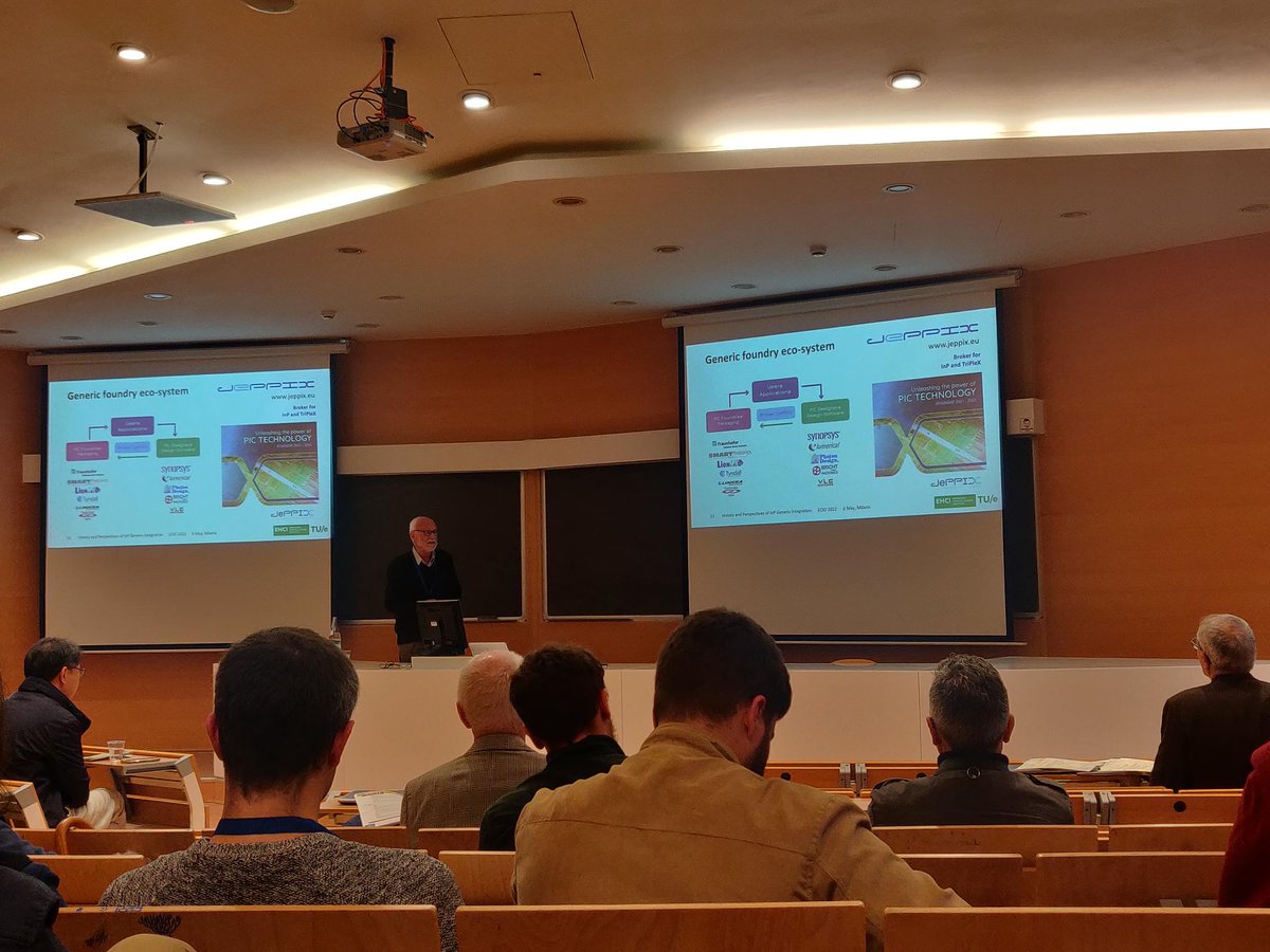 JeppixPlatform's tweet photo. Looking back on a wonderful week at ECIO, where Meint Smit talked about his contribution to the launch of JePPIX - the first open access integration technology platform for indium phosphide PICs! Interested in our other upcoming events? Take a look here: https://t.co/ldzvNmjxGT https://t.co/aZvEqz4cqf