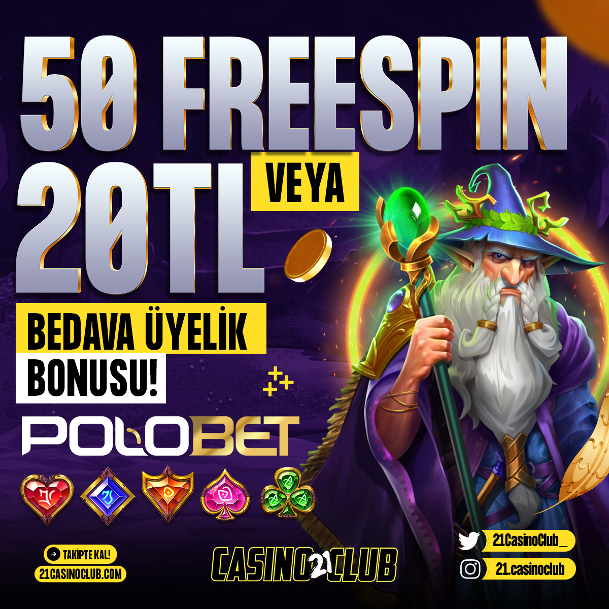 21CasinoClub_'s tweet photo. 🌟 21CasinoClub kullanıcılarına Özel POLOBET'ten  50 Freespin yada 20 Freebet Deneme Bonusu Fırsatı

🎰 50 Freespin ile PRAGMATİC sağlayıcısındaki DIAMOND STRIKE oynunda geçerlidir

👉 https://t.co/aQGnNwqC3O https://t.co/yB79QtQRIj