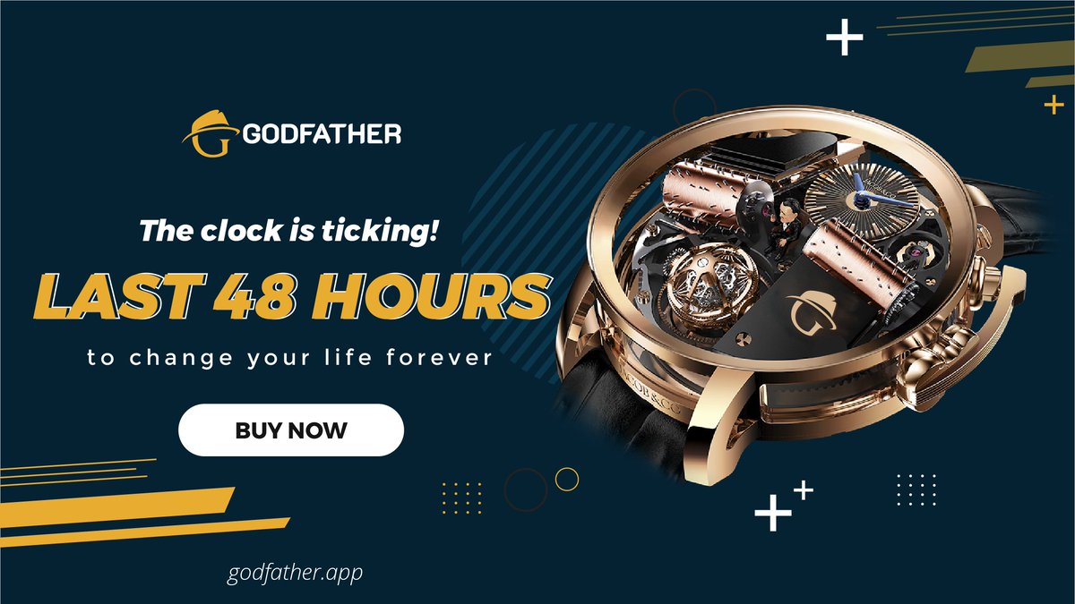 🆘 THE CLOCK IS TICKING 🆘
Last 48 hours to change your life forever 

THE #GODFATHER FAIR LAUNCH on #PINKSALE (pinksale.finance/#/launchpad/0x…) is STILL LIVE. 
👉 TAKE ACTION‼️BUY (pinksale.finance/#/launchpad/0x…) $GF TODAY 👈
#DeFiProject