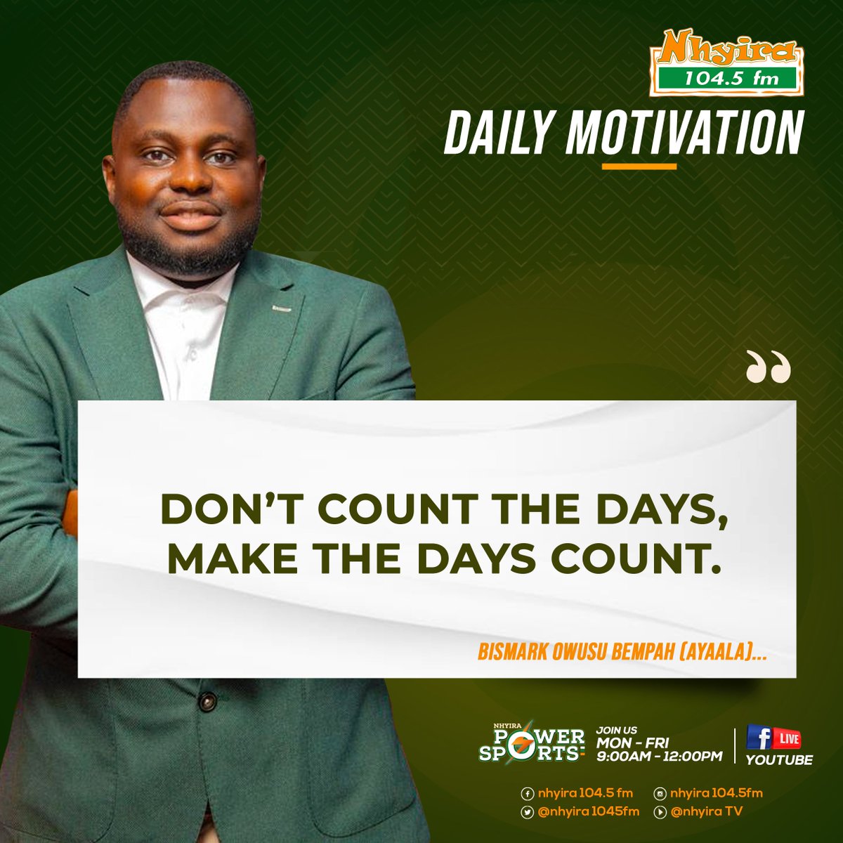 nhyira1045fm's tweet photo. #mondaymotivation
#NhyiraPowerSports
#Ayalysis https://t.co/sitCxWxrNF