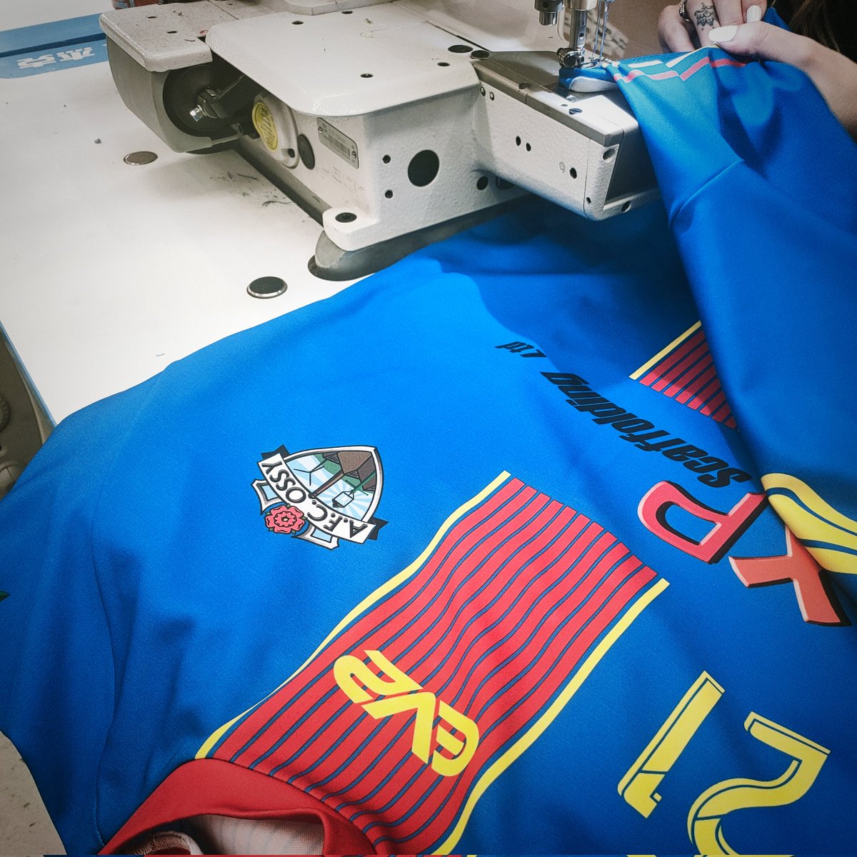 FourexGroup's tweet photo. 🇬🇧 | @AfcOssy shirts going through UK Production!
.
.
.
#UK #UKProduction #AFCOssy #Football #FootballKit #Kit https://t.co/91xhtgjqVO
