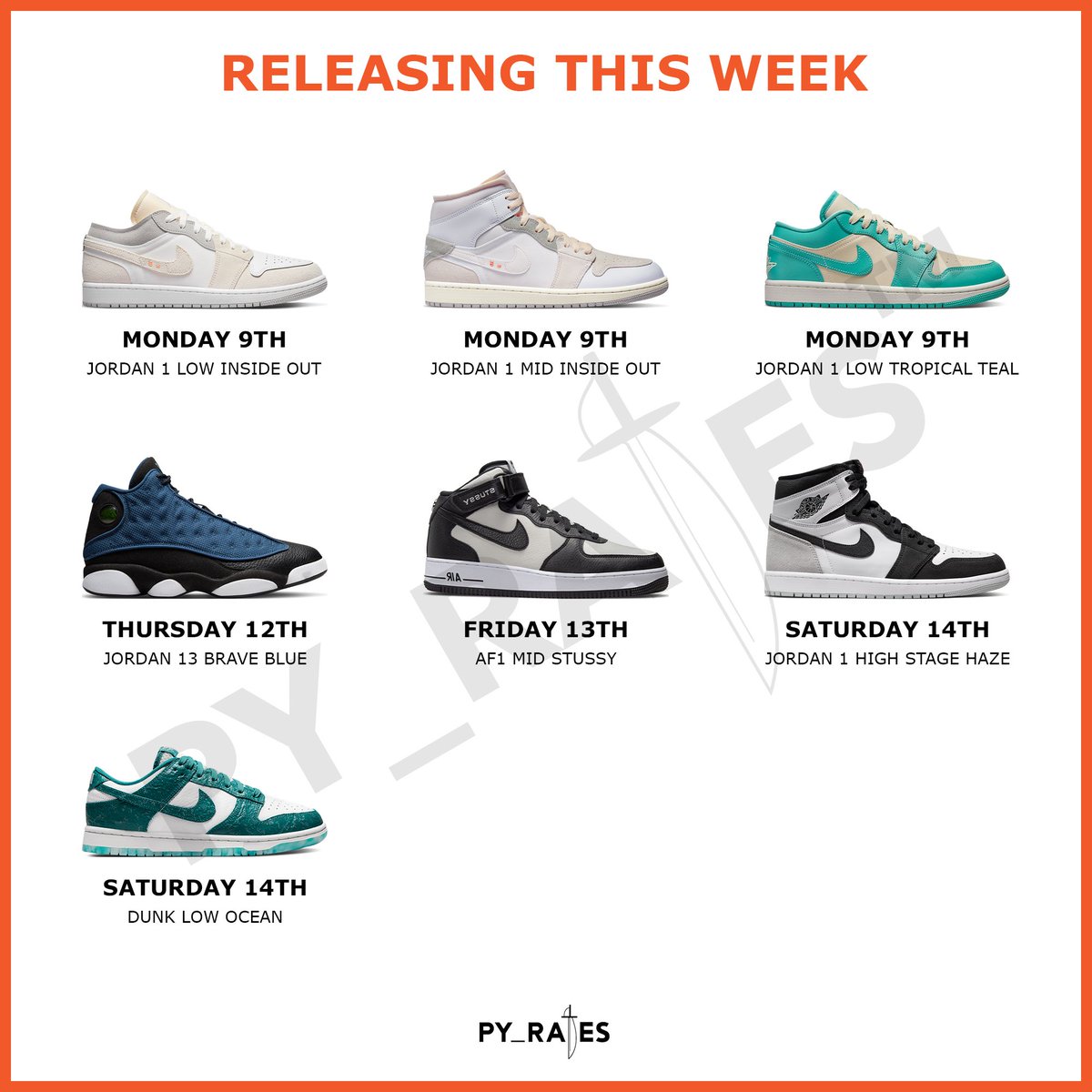 Nike is releasing a beautiful Dunk Low during the weekend, and we are also seeing a Nike Air Force 1 Mid in collaboration with Stüssy dropping. Are you looking to cop anything this week?