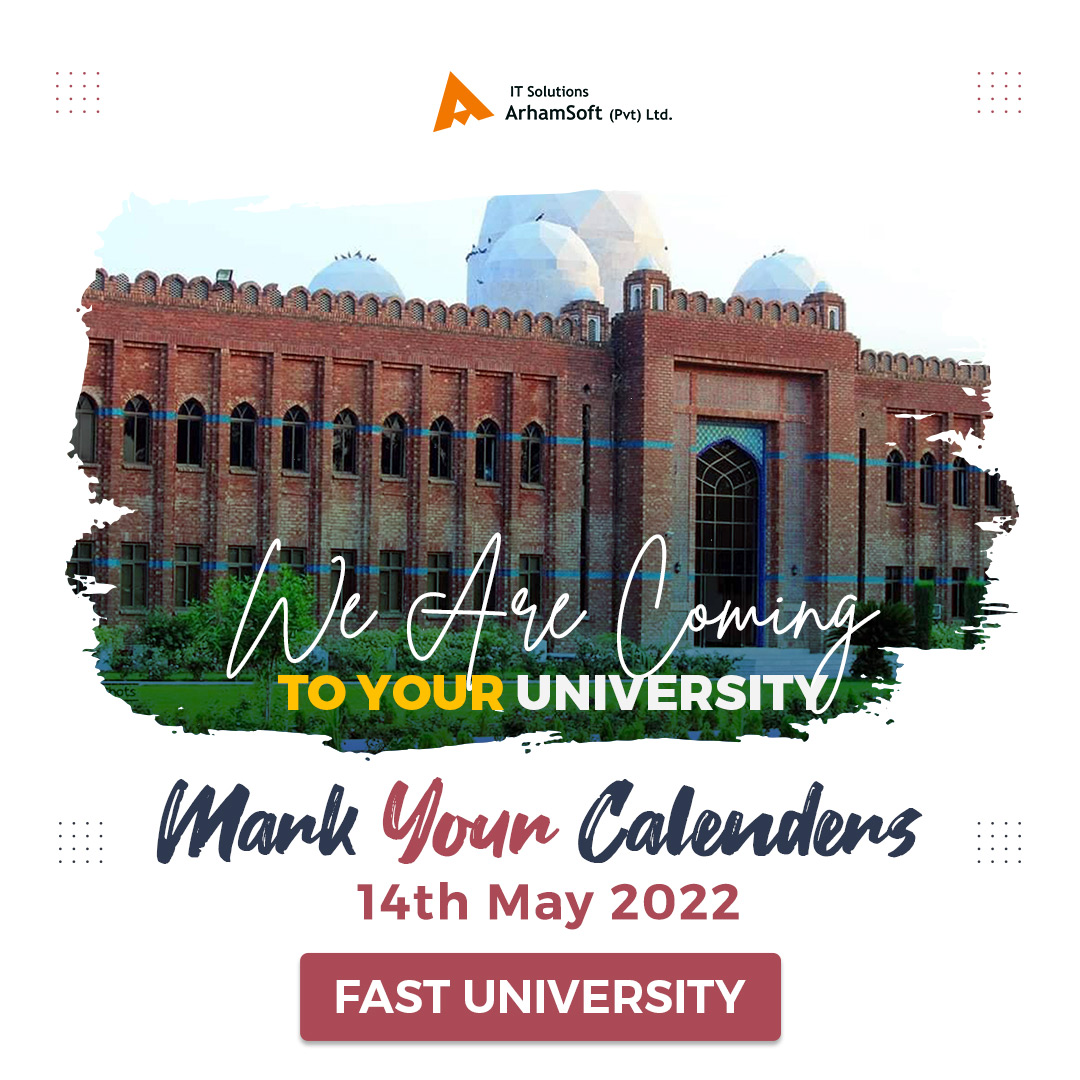 ArhamSoft's tweet photo. We will be attending the job fair at your university on 14th May 2022. This is a great opportunity for students to meet with representatives from our company and learn more about our open positions.
#jobfair2022 #fastjobfair #hiring2022 #blockchaintechnology #fast #arhamsoft https://t.co/GtI6TSykPq