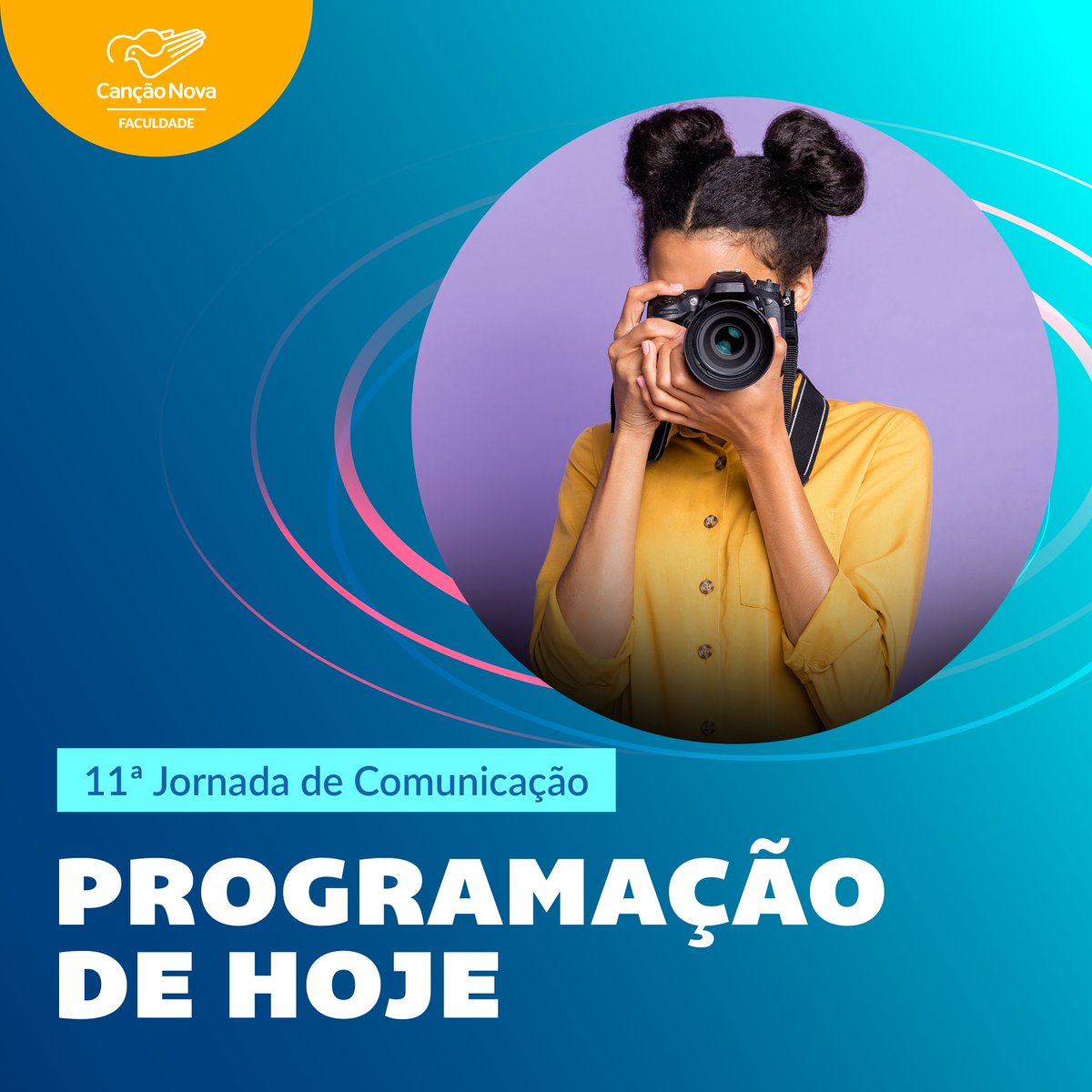 faculdadecn's tweet photo. Confira a programação do nosso terceiro
dia!🤩

#terceirodia #alunosfcn #jornalismo #radiotv
#comunicaçãosocial #faculdadecn
#FaculdadeCançãoNova
#JornadaDaComunicação2022 https://t.co/pFZIzUFwKJ