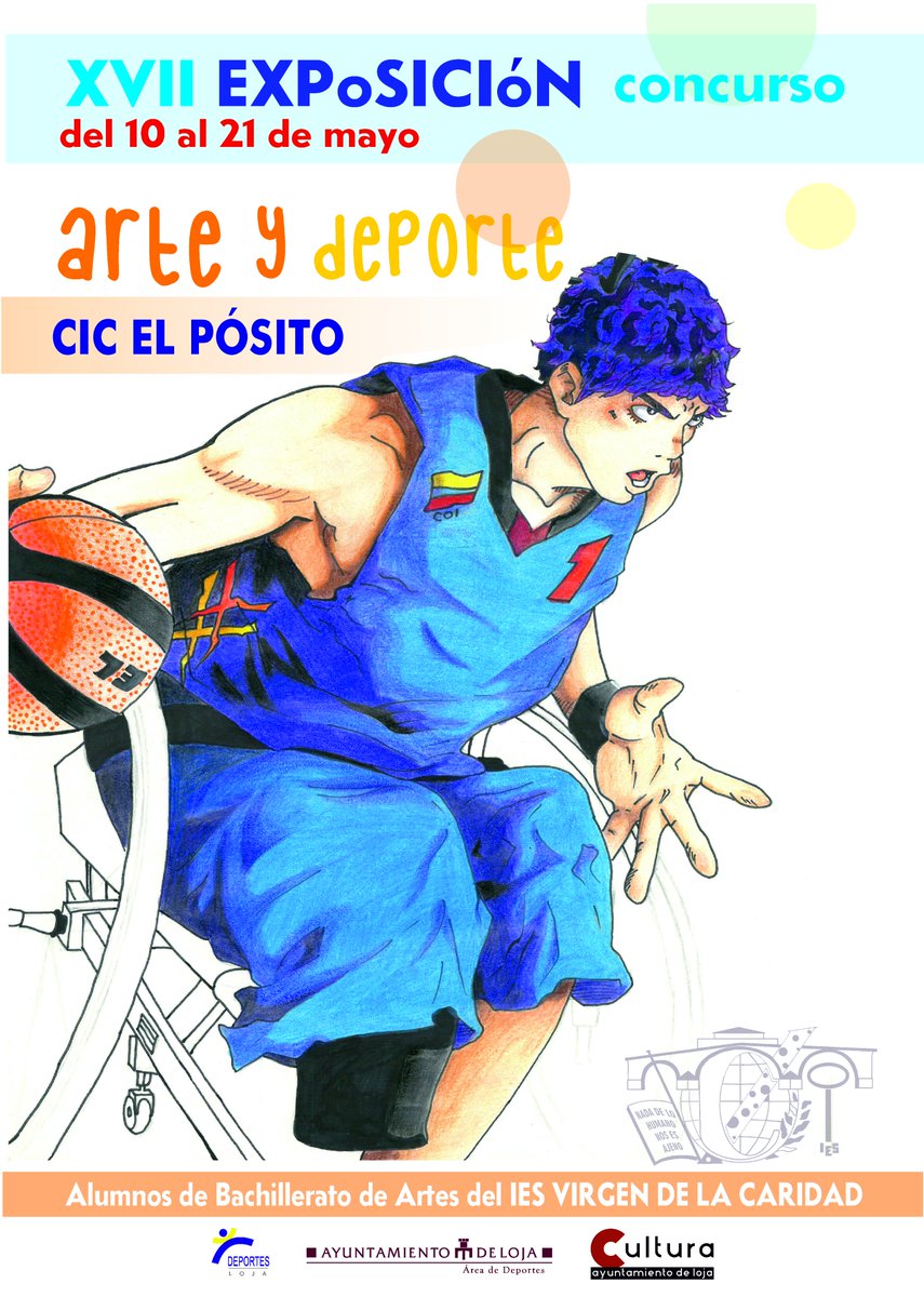 Las salas de exposiciones del CIC El Pósito acogerán a partir del 10 de Mayo y hasta el 21 de Mayo la XVII Exposición  🧑‍🎨 ‘Arte y Deporte’ 🤾‍♂️ que, un año más, realizan los alumnos y alumnas de 1º y 2º del Bachillerato de Artes del Ies Virgen de la Caridad.