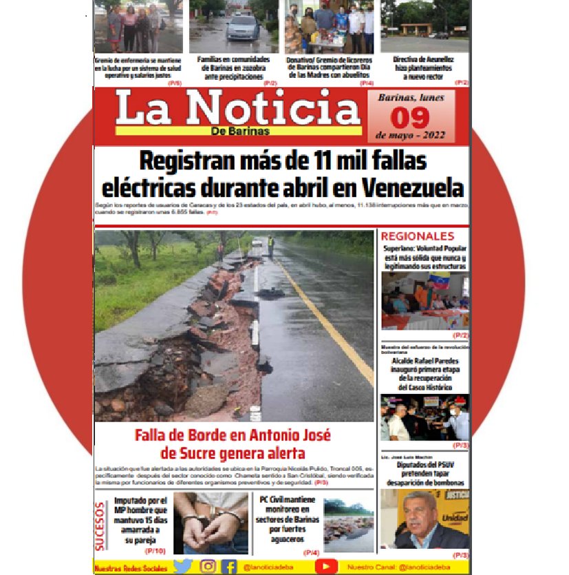 La Noticia De #BARINAS #09Mayo2022
#BarinasEcologica 
Información Al Día 🗺️
#VenezuelaEsPaz
UNIÓN Y Paz 🇻🇪