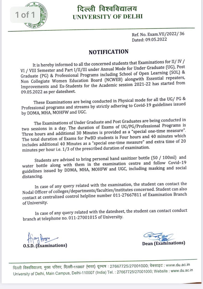 mandeepggs's tweet photo. Just rcvd this notification from @UnivofDelhi , my question is 

What if any #student is covid positive and doesn't tell anyone in fear of loosing one year ? Or what if any teacher is positive but asymptomatic ? 

#OBEForAllSemestersofDU #StudentsLivesMatter #DUwantOBEforall https://t.co/G2WXhjtQGP