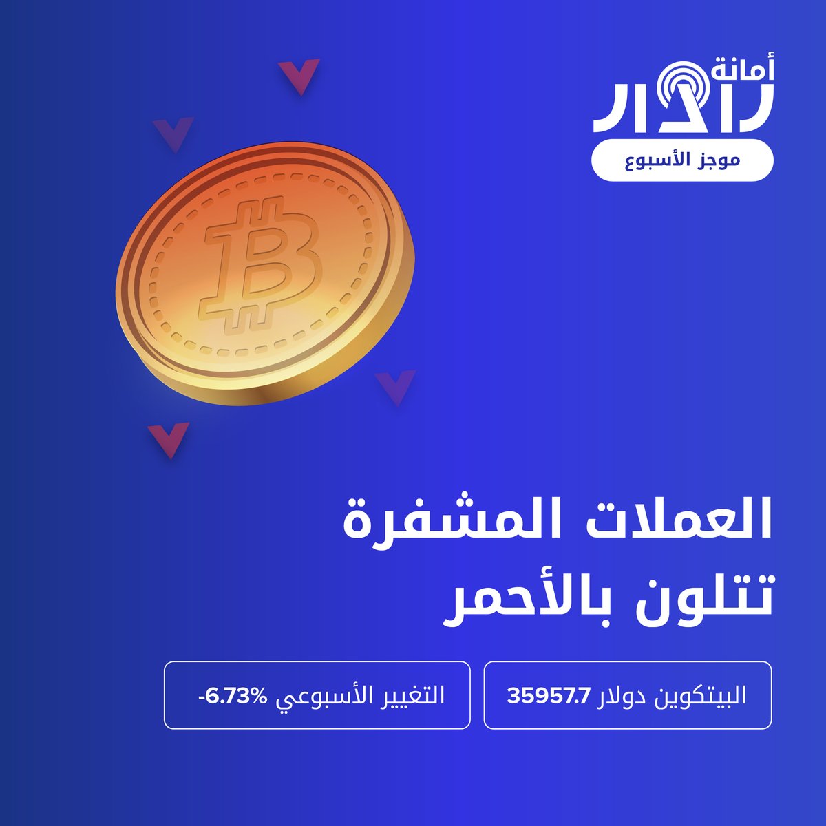 AmanaRadar's tweet photo. 🌎الموجز الأسبوعي🌎

📍النفط يرتفع للأسبوع الثاني على التوالي

📍الأسهم الأمريكية تستمر بالتراجع

📍التضخم الأمريكي تحت الضوء هذا الأسبوع

📍العملات المشفرة في المنطقة الحمراء

استفد من فرص الأسواق https://t.co/sX8vkbicPM

#أمانة_رادار #تداول #اسهم #نفط #عملات_مشفرة https://t.co/Cgc1s71qiI