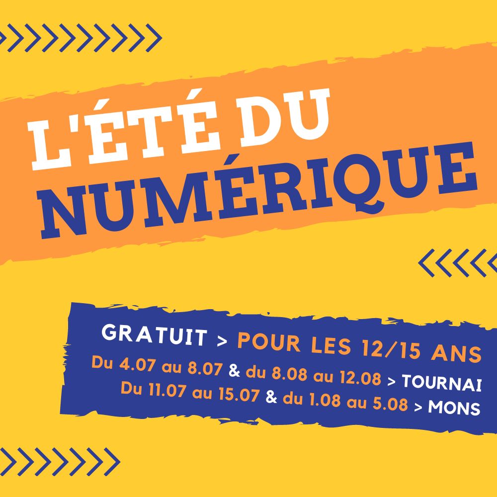 Technocite's tweet photo. 🔛 𝐈𝐍𝐒𝐂𝐑𝐈𝐏𝐓𝐈𝐎𝐍𝐒 𝐎𝐔𝐕𝐄𝐑𝐓𝐄𝐒 POUR NOS STAGES❗
Envie d'occuper vos enfants et ados cet été? Découvrez nos stages gratuits #Braincraft, #EteduNumerique & #Gaming 👉Inscrivez-les vite, les places sont limitées ⚠️: https://t.co/dMFNYD2wNi https://t.co/pY8EhLzta4