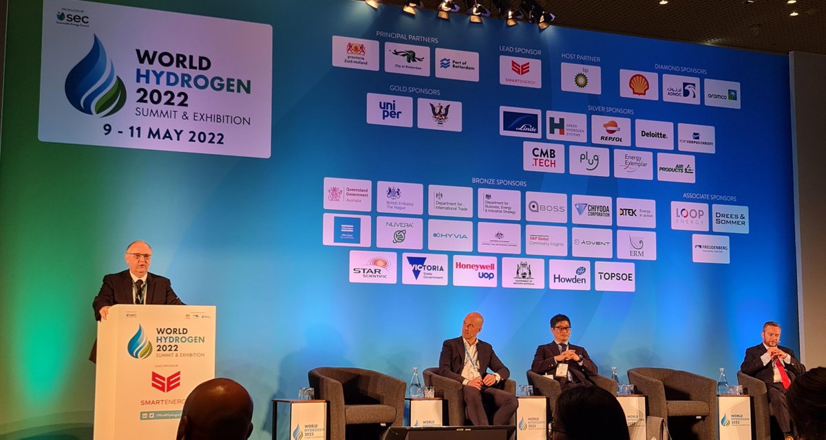 StarScientific_'s tweet photo. Star Scientific is at #WorldHydrogen2022 in Rotterdam. Global Group Chairman @AndrewAJHorvath spoke on Day 1 about electrolysers, #HydrogenTechnologies and above all, the industrial uses of h2. Delighted to be a Bronze Sponsor at the Summit &amp; part of Team AU led by @Austrade. https://t.co/s0ldM1TM5i