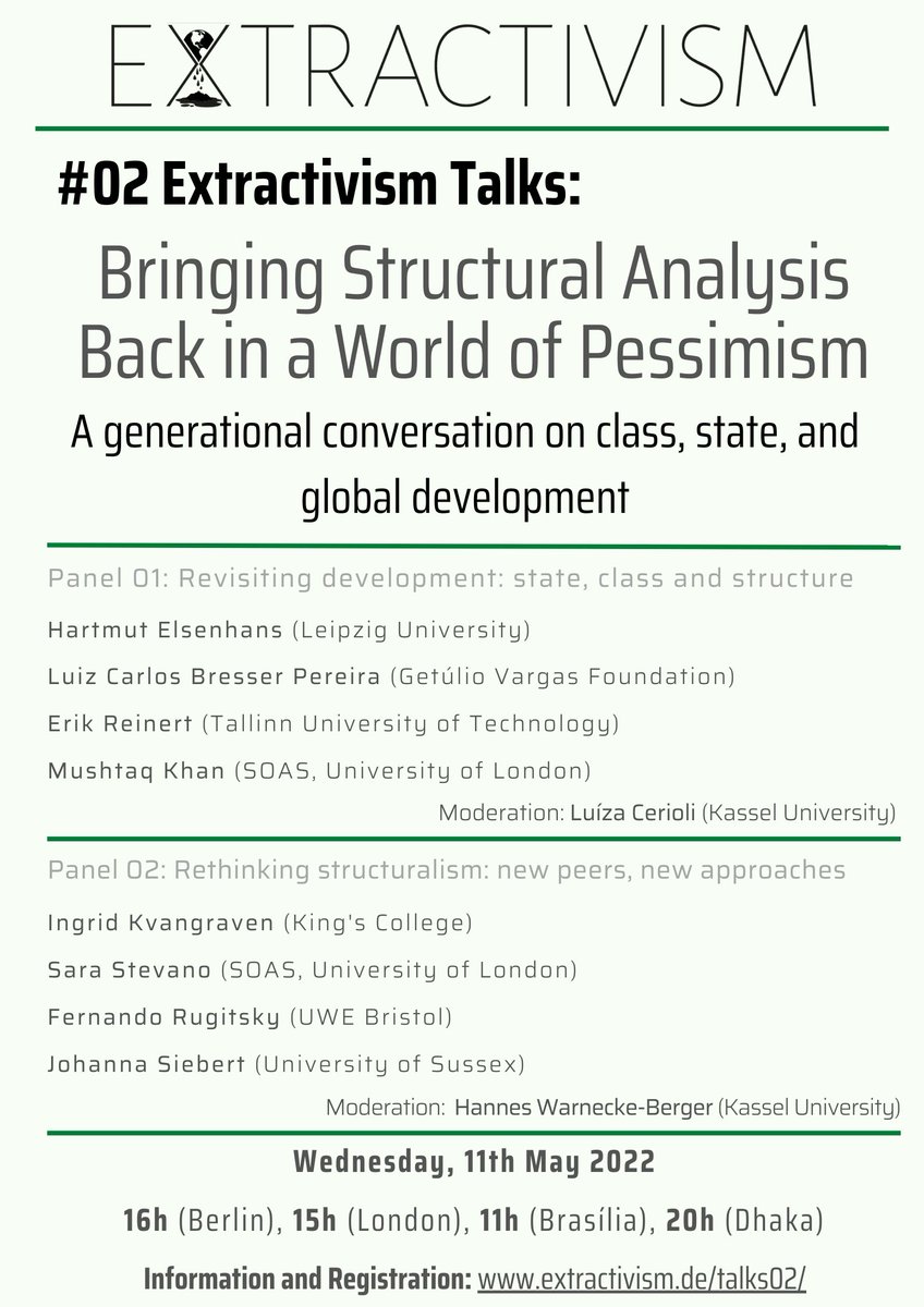 Extractivism_DE's tweet photo. 🚨REMINDER
Our #ExtractivismTalks online discussion on #structuralism, focusing on #state and #class. We're bringing scholars from different generations to revisit the approach, rethinking its tools and concepts to grasp global development.
➡️Subscribe at: https://t.co/LnngcgS0Td https://t.co/gqqxLmcCbp
