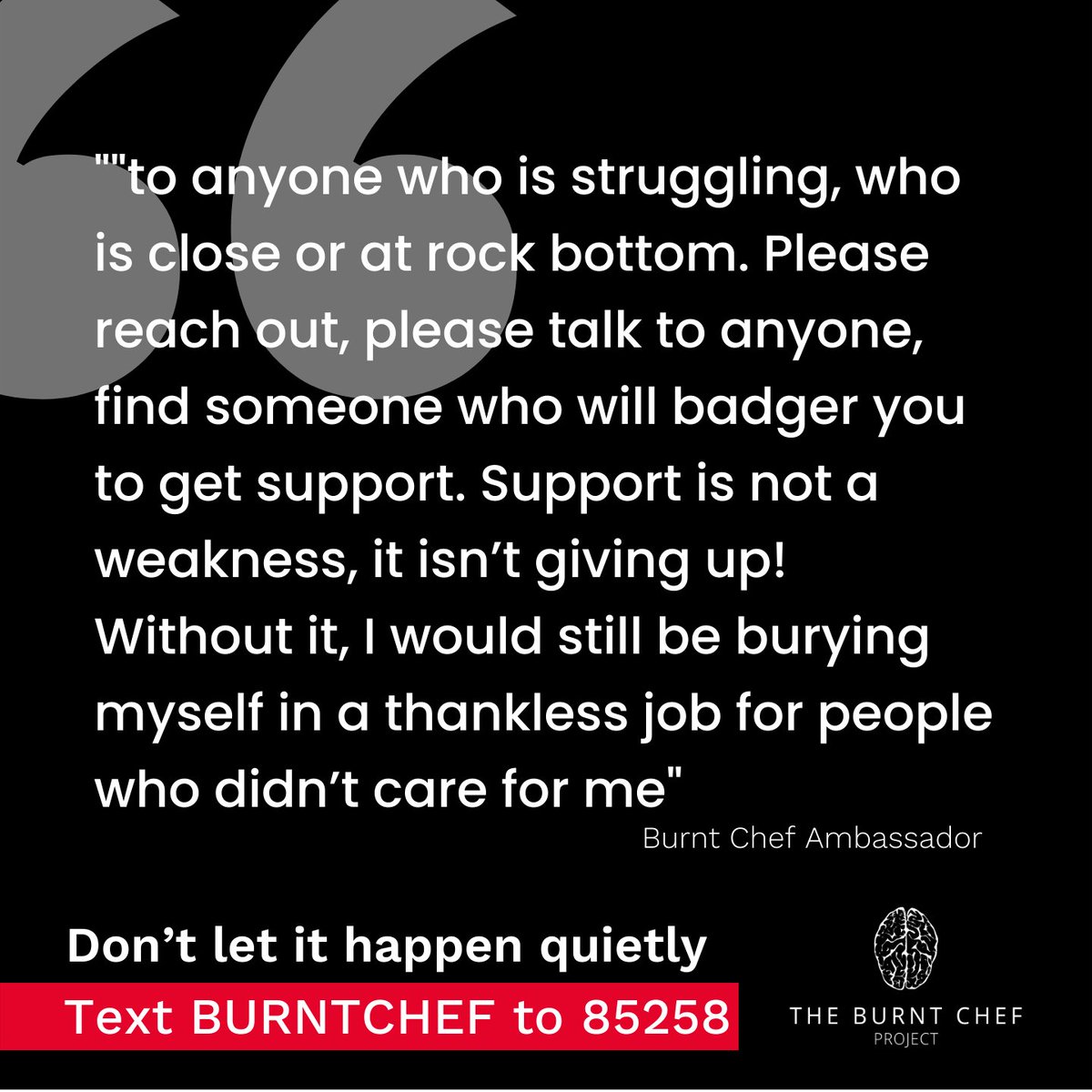 burnt_chef's tweet image. It's #metalhealthawarenessweek we're encouraging all of you to step out of the shadows of mental health stigma in #hospitality which can make it feel like it's not easy to spark a conversation when you might need it the most. 

Let's #BURNTHESTIGMA and change that together🖤