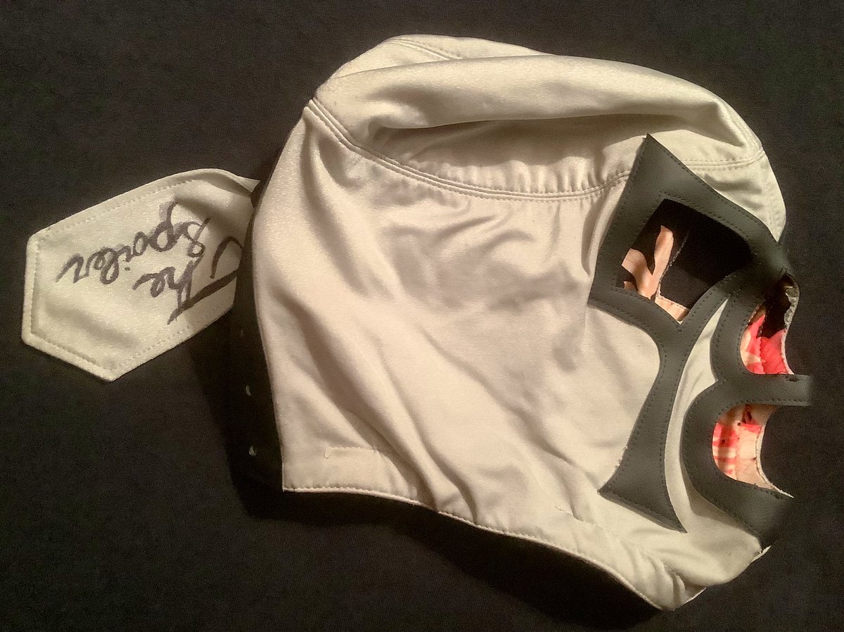 RHP4ever's tweet photo. The Spoiler @TheSpoilerPW mask worn from his debut at the 2020 Chikara @CHIKARApro Young Lions Cup until its last appearance at the Camp Leapfrog @CampLeapfrog Creepfrog event in 2021. #TheSpoiler #YoungLionsCup #Chikara #ChikaraPro #Creepfrog #CampLeapfrog https://t.co/WmkRjWQs9b