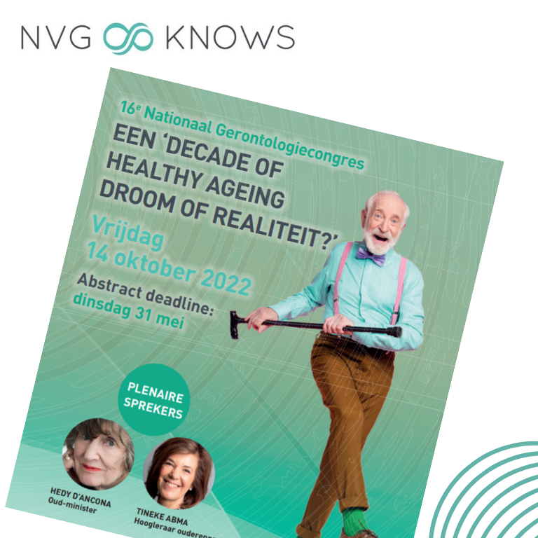 De flyer van het 16e Nationaal Gerontologiecongres valt deze week op de deurmat van de <a href="/NVG_KNOWS/">NVG-KNOWS</a> leden.  Kunt u niet wachten of bent u geen lid? Download de flyer hier: bit.ly/3sgwE4e
#gerontologie #nvgknows #veroudering #vergrijzing #onderzoek