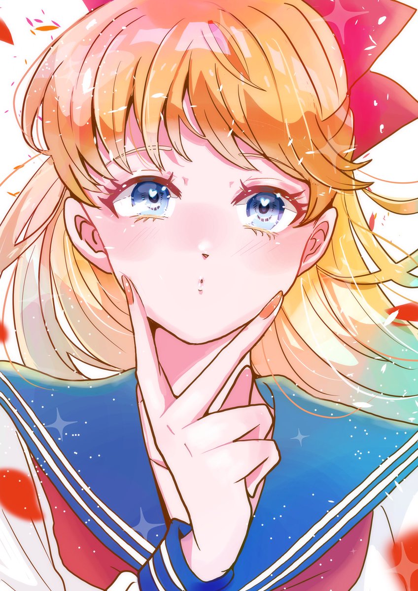 aino minako 1girl solo blonde hair blue eyes school uniform sailor collar long hair  illustration images