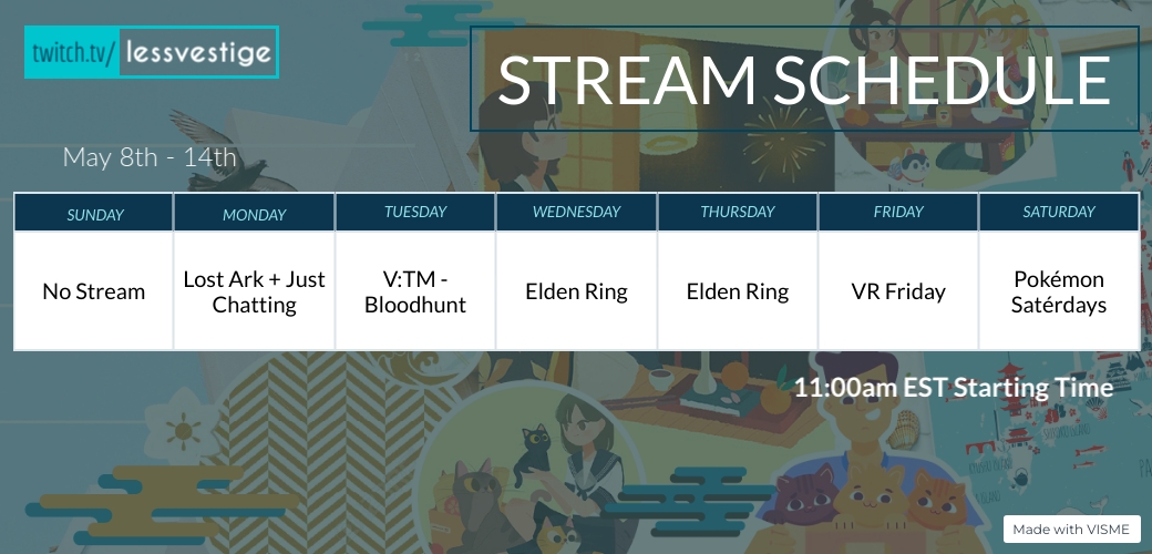 LessVestige's tweet image. This weeks schedule is here! Aaaaaaaaaaaand.. enjoy this cute picture of Lucy!